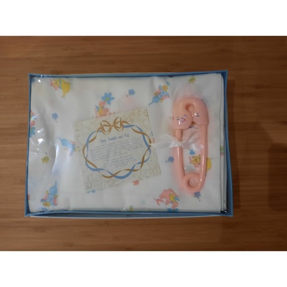 Vintage Baby Gift Set, Stayon Crib Sheet and Rattle gift - Picture 2 of 4